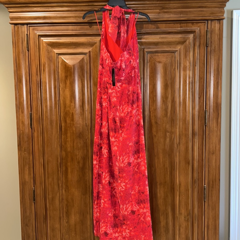 Halston Heritage Kaleidoscope Print Cowl Halter Gown - Picture 4 of 11